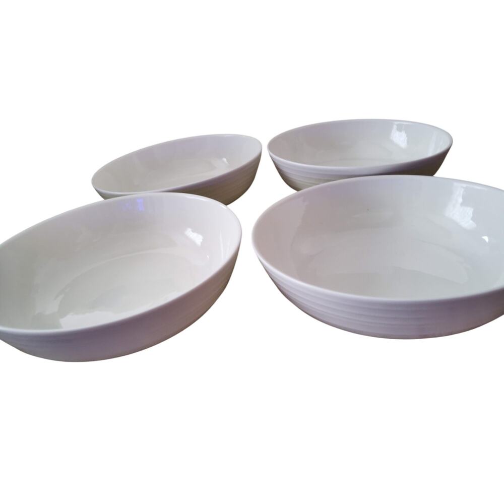 Mikasa Ciera Swirl Bone China 8" Pasta Bowl Translucent Ivory Set Country Set 4 - Picture 6 of 9